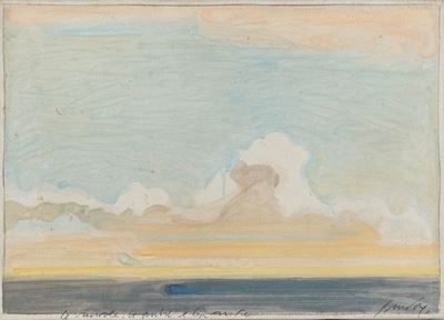 Nuvole nel mare, tecnica mista su tela, 1983