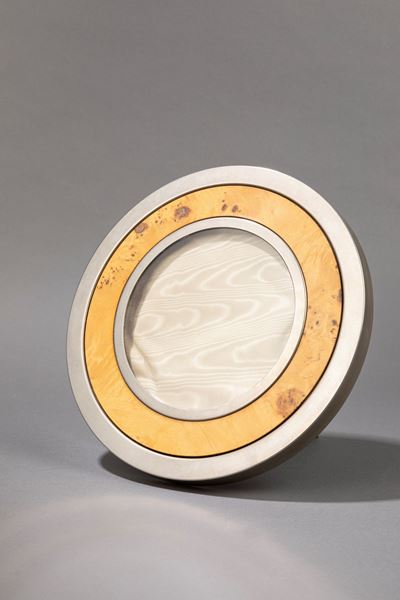Cornice Portafoto, ottone e vetro, diametro 30 cm, circa 1970