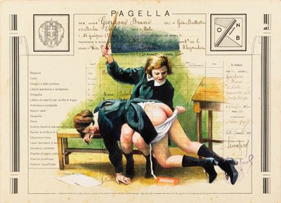 Pagellina fascista, tempera su cartoncino