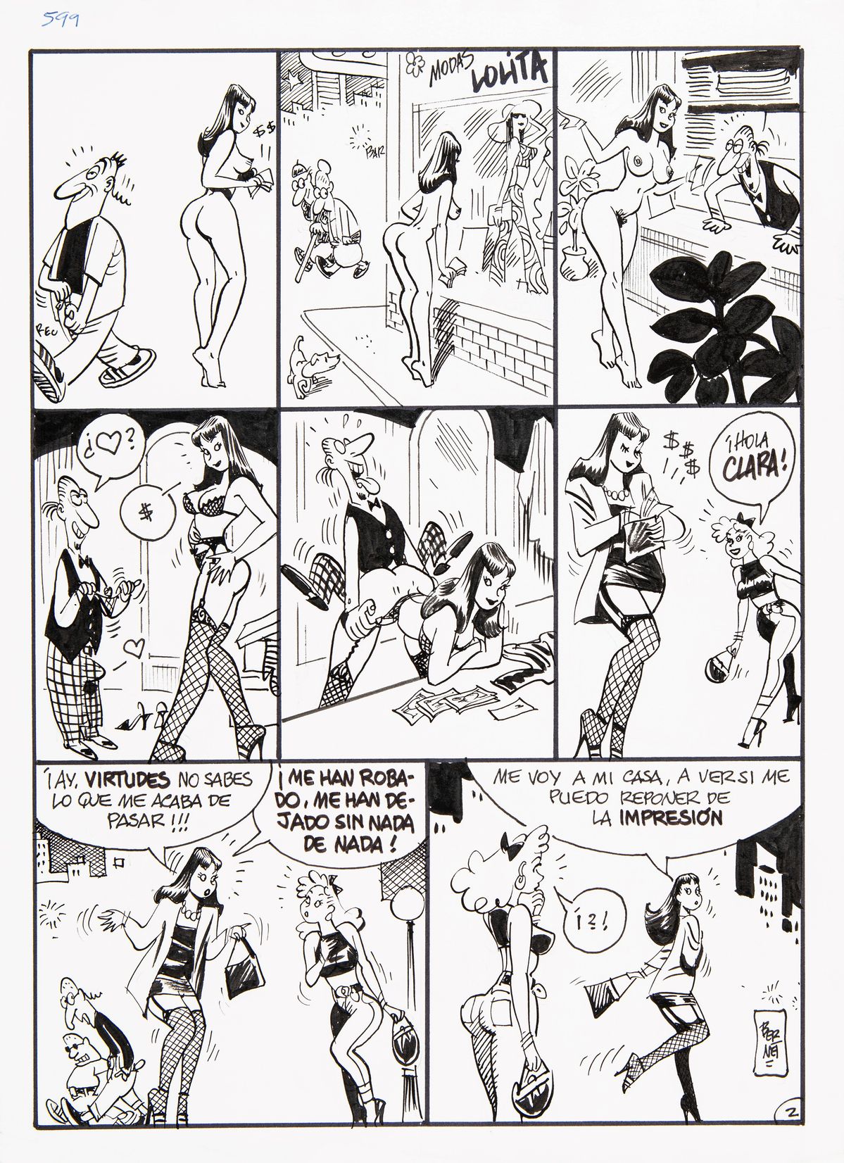Jordi Bernet - Chiara di notte, matita e china su cartoncino