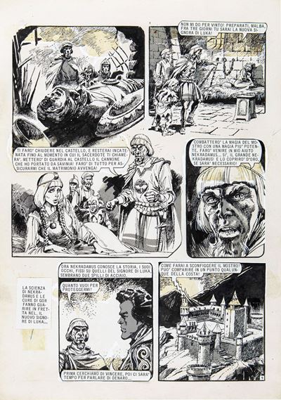 El monstruo del lago - Matita, china e retino su cartoncino, 1978