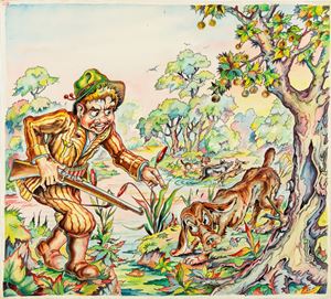 Favole esopiane - Il cane, il cinghiale, il cacciatore