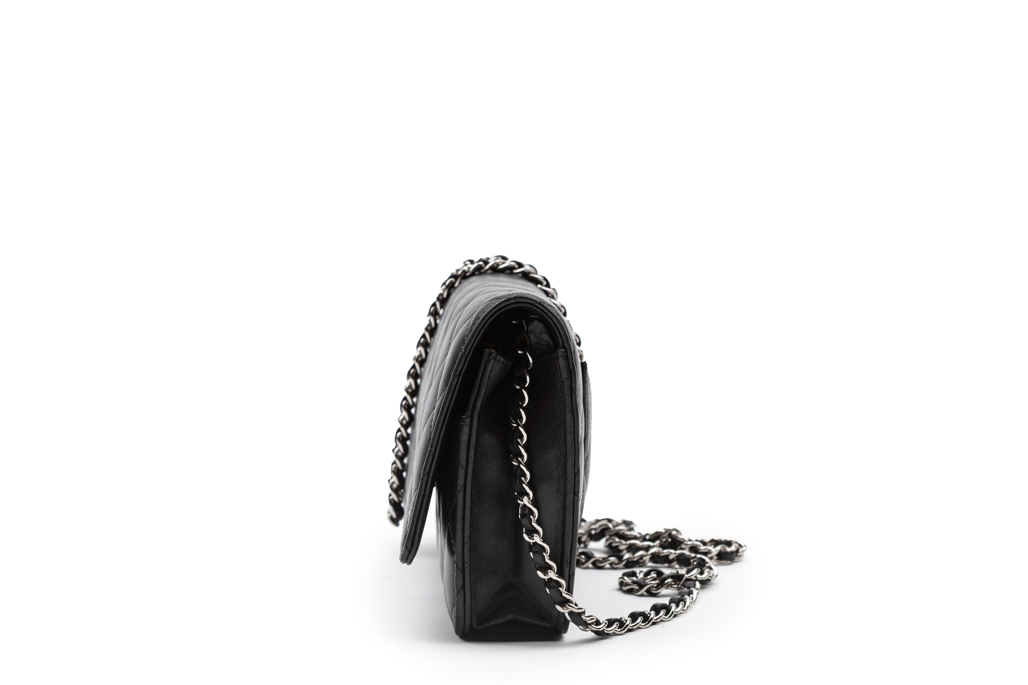 Chanel - Borsa Wallet On Chain, pelle matelassé nera, 2009