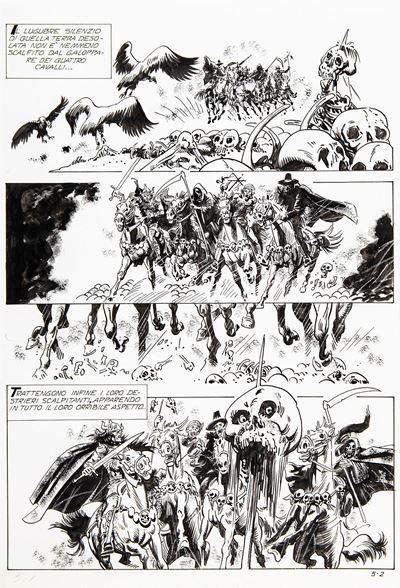 Fumetti dell'Orrore - I Cavalieri dell'Apocalisse, matita e china su cartoncino
