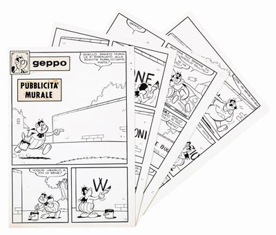 Geppo - Pubblicità murale, matita e china su cartoncino