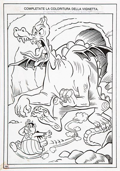 Geppo e il drago, matita e china su carta