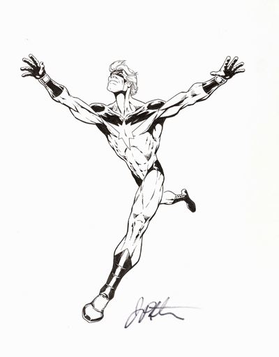 Cap Marvel - matita e china su cartoncino