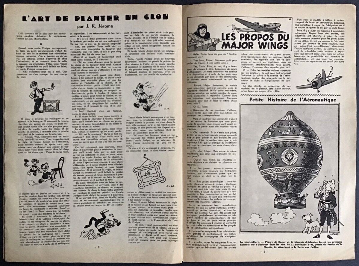 Hergé (georges Prosper Remi) - Les propos du Major Wings (1946), matita, china e acquerello su ca...
