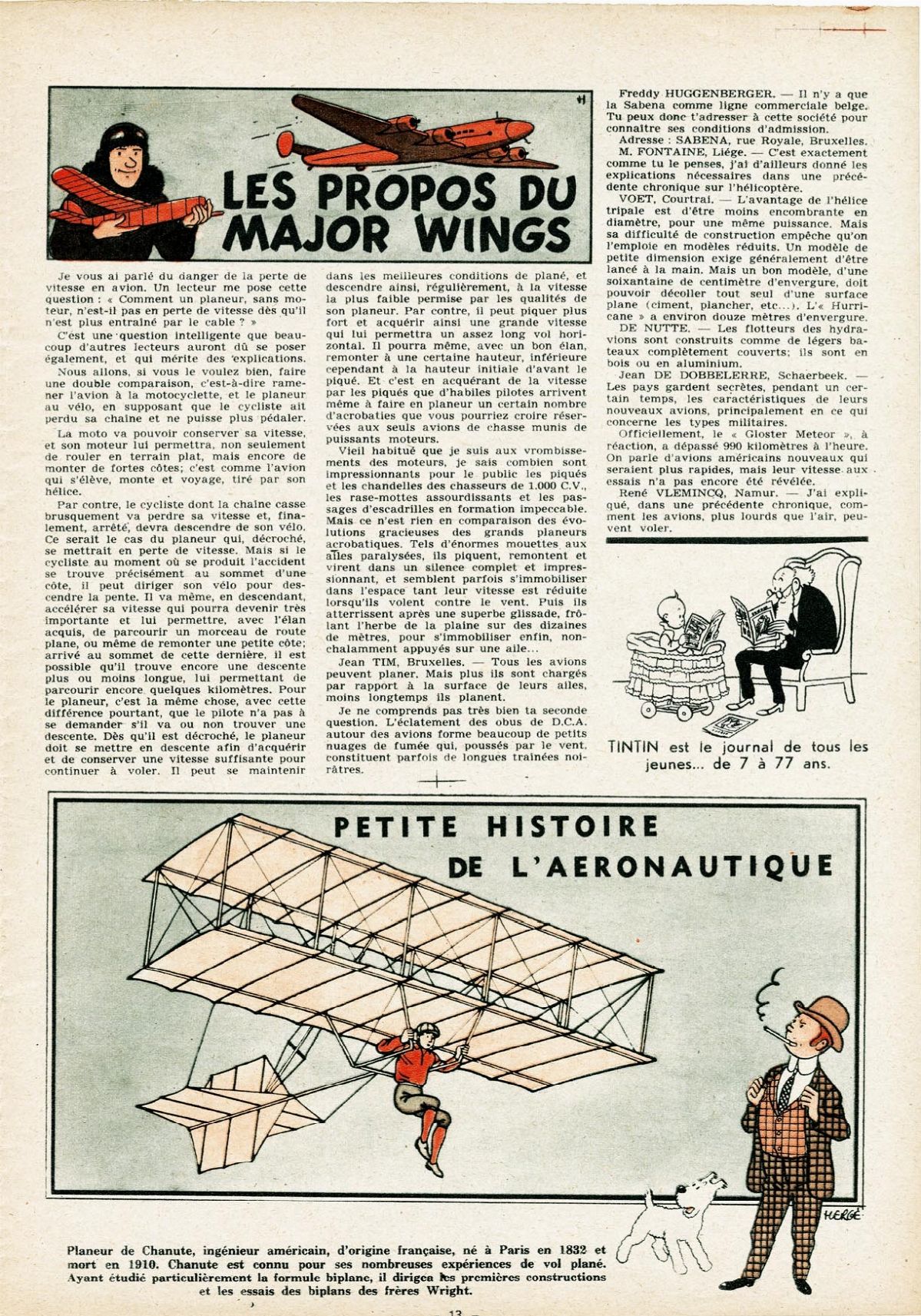 Hergé (georges Prosper Remi) - Les propos du Major Wings (1946), matita, china e acquerello su ca...