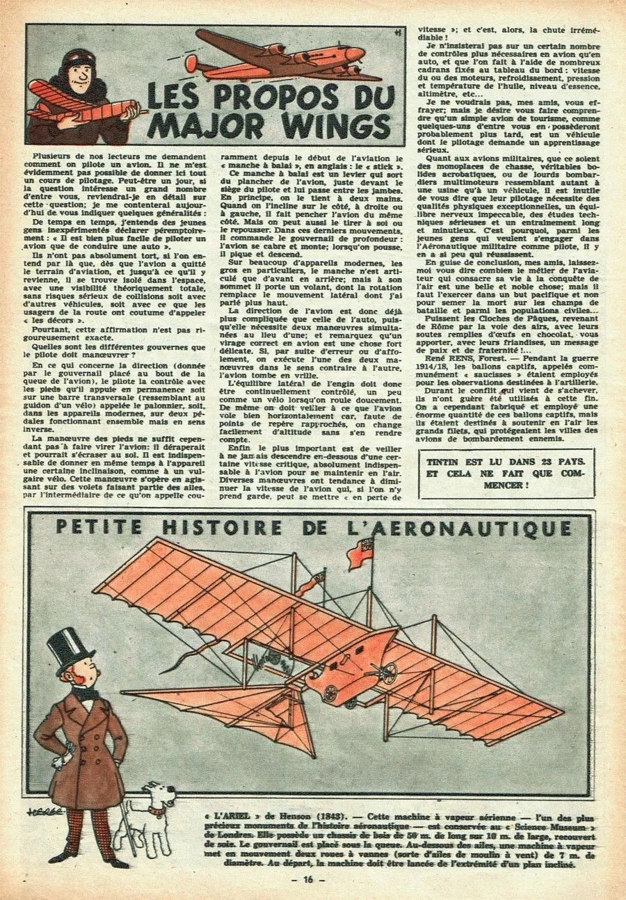 Hergé (georges Prosper Remi) - Les propos du Major Wings (1946), matita, china e acquerello su ca...