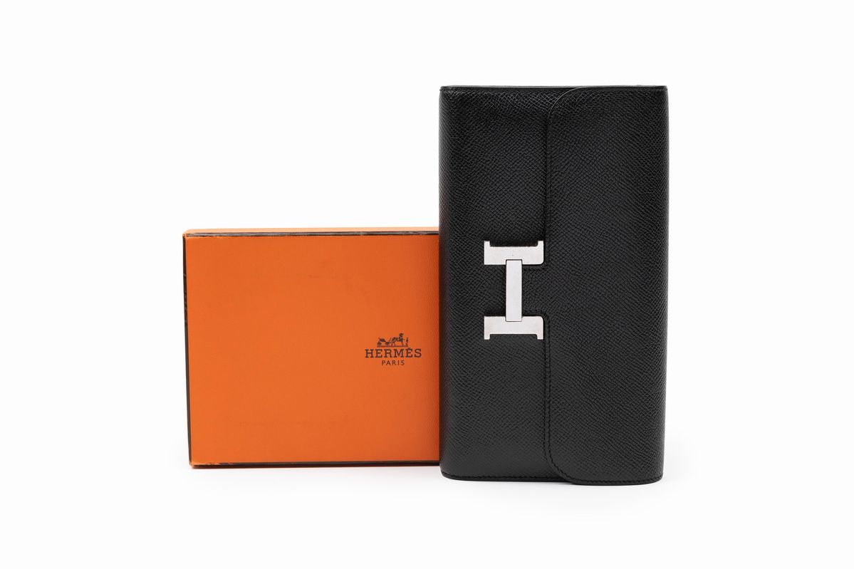 Hermès - Portafogli Constance, pelle epsom nera, 2013