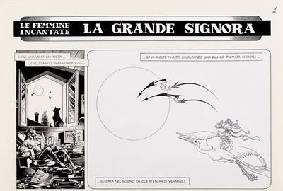 Le femmine incantate - La grande signora, matita e china su cartoncino