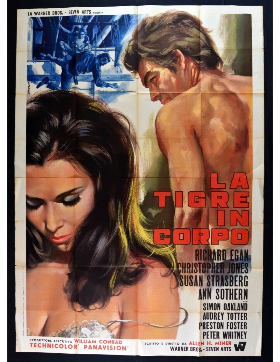 Renato Casaro - Bozzetto originale per locandina di 'La tigre in corpo', tempera su cartone
