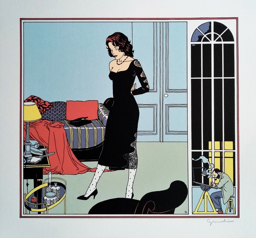 Vittorio Giardino - La Finestra di Notte - matita e china su cartoncino