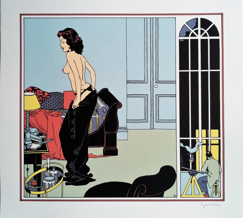 Vittorio Giardino - La Finestra di Notte, matita e china su cartoncino
