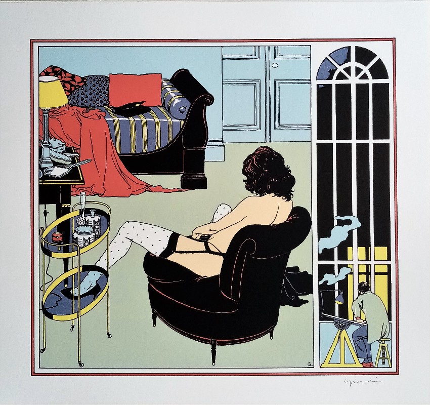 Vittorio Giardino - La Finestra di Notte, matita e china su cartoncino