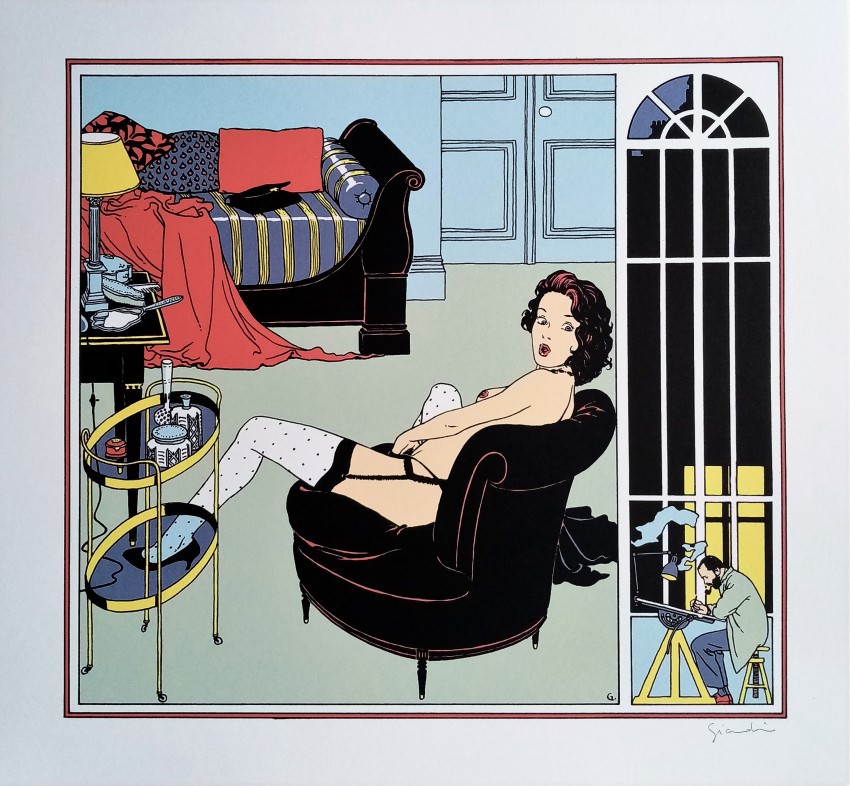 Vittorio Giardino - La Finestra di Notte, matita e china su cartoncino