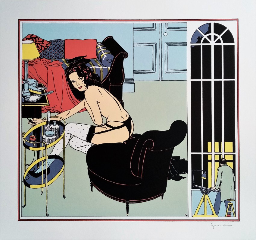 Vittorio Giardino - La Finestra di Notte, matita e china su cartoncino