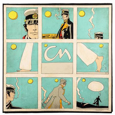 Corto Maltese - Il Tempo di una Sigaretta, serigrafia su cartoncino