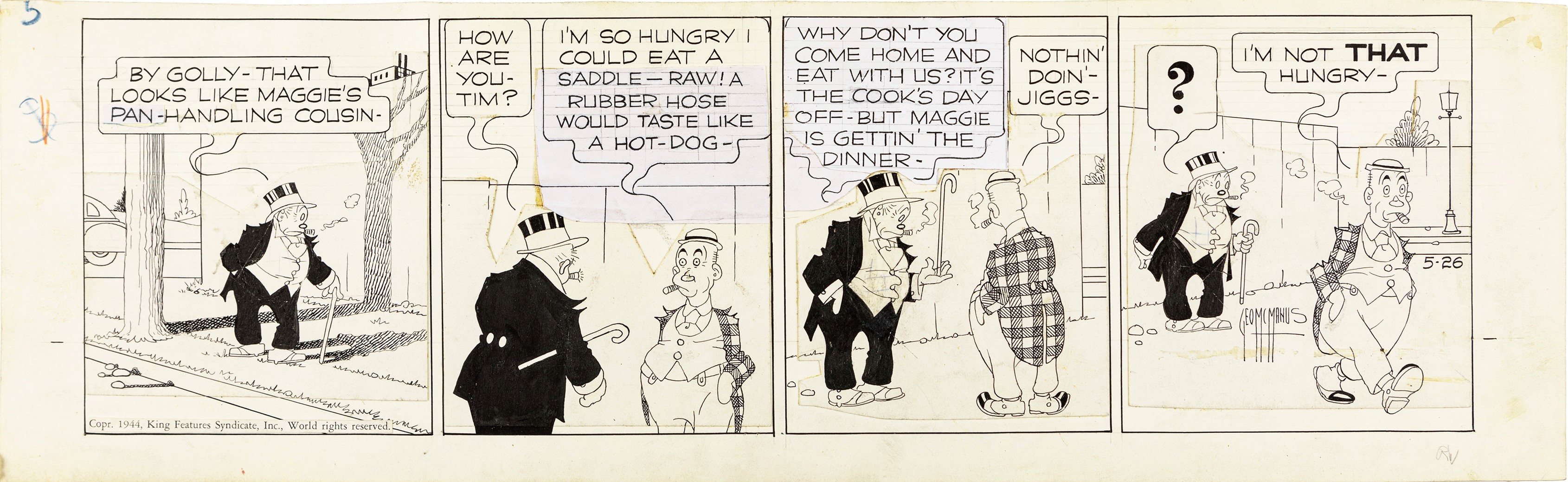 George Mcmanus Bringing Up Father 1944 Original Comic Arts And Illustrations Finarte Casa D