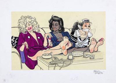 La banda delle ladre feticiste, tecnica mista su cartoncino, 1993