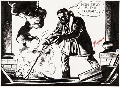 Vignetta originale per 'Vite perdute', matita e china su cartoncino