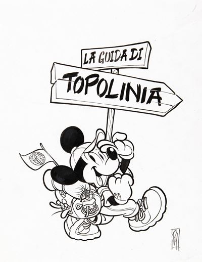 La guida di Topolinia - matita e china su cartoncino