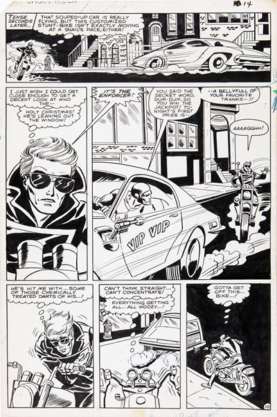 Ghost Rider - Evil Is the Enforcer! (matita e china su cartoncino Marvel, 1981)