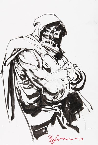 Doctor Doom, matita e china su cartoncino