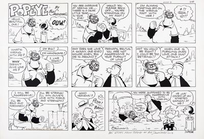 Tavola domenicale 'Popeye' (1971), matita e china su cartoncino