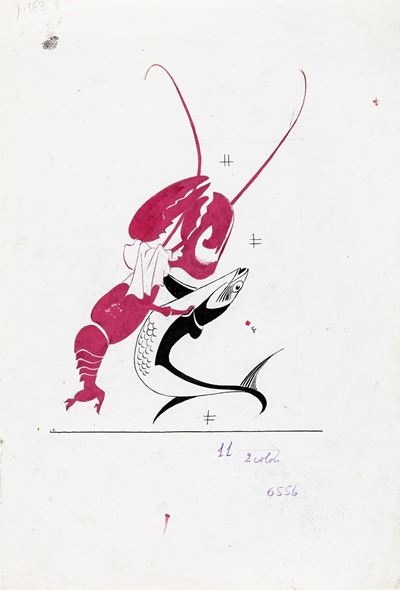 Illustrazione per 'Alice nel paese delle meraviglie', matita, china e tempera su cartoncino