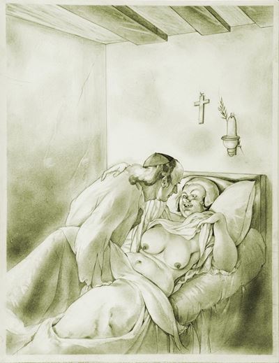 Illustrazione per 'Decameron', matita su cartoncino