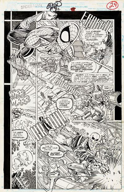 Spider-Man - Revenge of the Sinister Six, matita, china e retino su cartoncino, 28,5 x 44 cm, 199...
