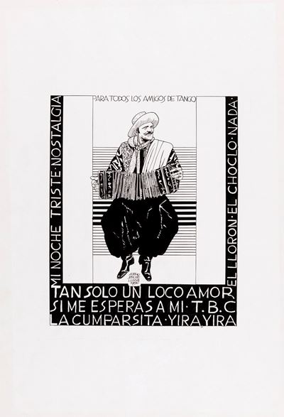 Tango - Mi noche triste, matita e china su cartoncino