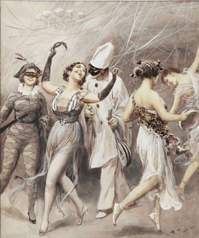 Il Carnevale, tempera su cartoncino