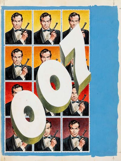 Copertina per 'Intrepido' n. 6 - James Bond 007, tempera su cartoncino