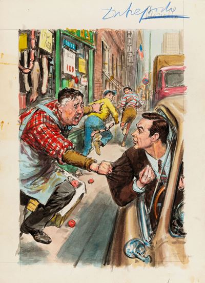 Illustrazione di Sean Connery, tempera e acquerello su cartoncino