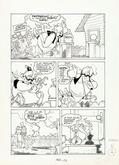 Paperino e il genio maldestro, matita e china su cartoncino