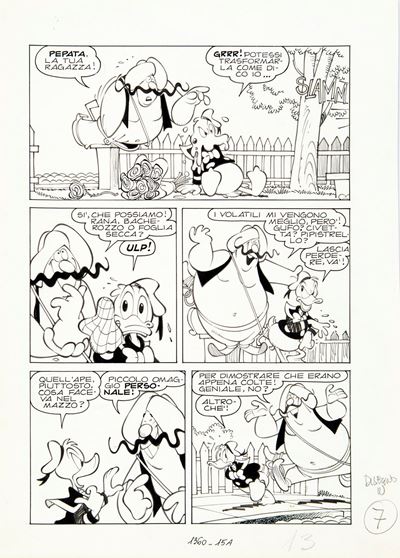 Paperino e il genio maldestro - matita e china su cartoncino