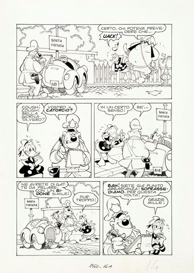 Paperino e il genio maldestro, matita e china su cartoncino