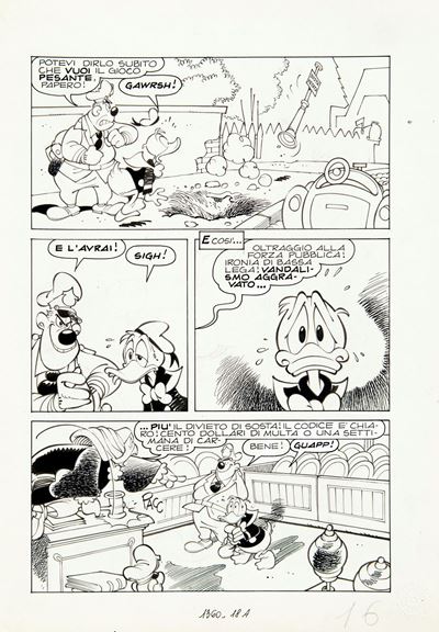 Paperino e il genio maldestro, matita e china su cartoncino