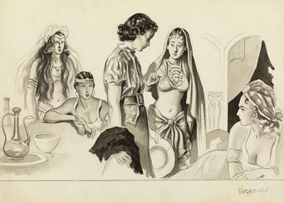 Harem - matita, china e acquerello su cartoncino