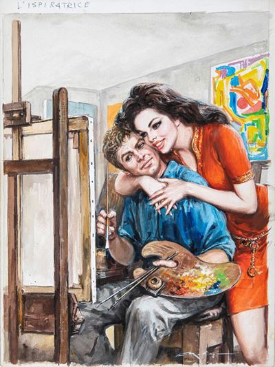 L'Ispiratrice, matita, tempera e acquerello su cartone