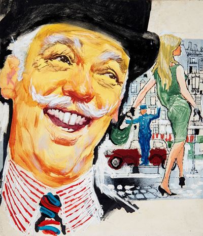 Illustrazione di copertina per 'Il carnet del maggiore Thompson', tempera su cartone