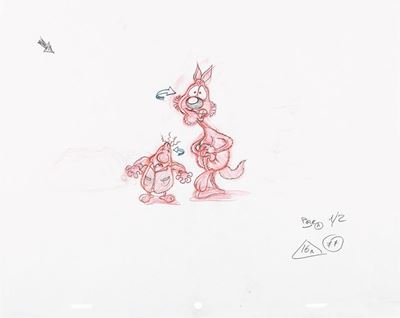 Lupo Alberto (Alberto e Enrico), matita e pastello su carta