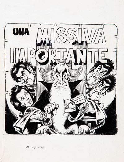 Una missiva importante - matita e china su cartoncino