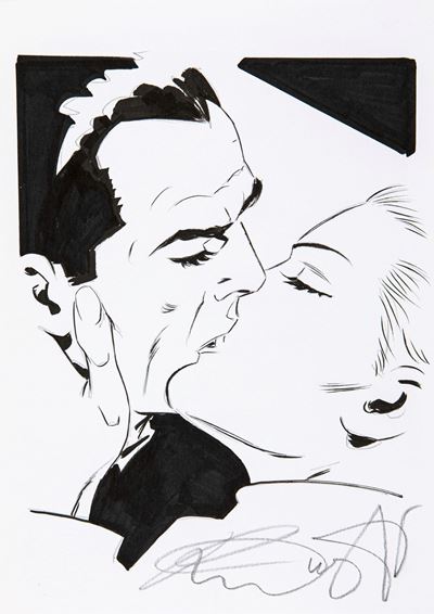 Diabolik e Eva - matita e china su cartoncino