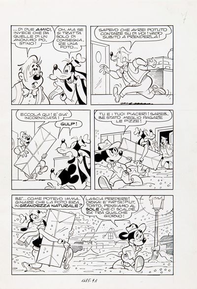 Topolino e lo stendardo perduto, matita e china su cartoncino
