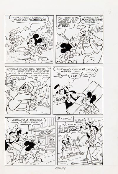 Topolino e lo stendardo perduto, matita e china su cartoncino