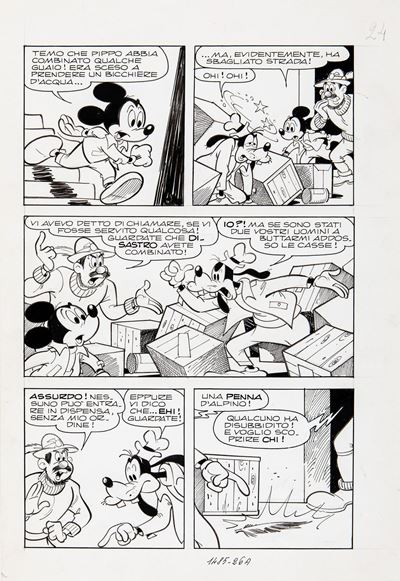 Topolino e lo stendardo perduto, matita e china su cartoncino